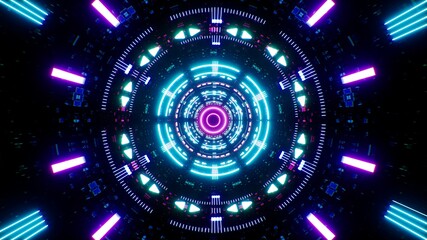 Sci Fi Concept Glowing Neon Light Disco VJ Background