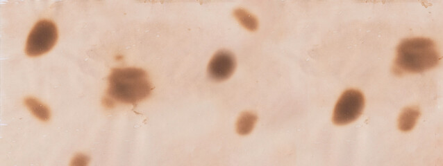 Panorama Vintage colored of old paper background with thermal burn marks.