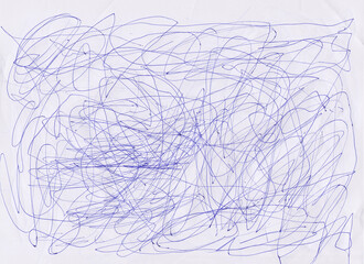 White paper with blur doodle pattern of blue pen.