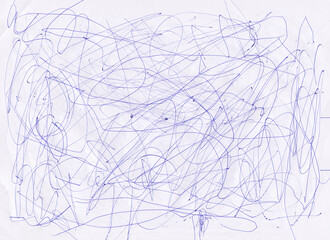 White paper with blur doodle pattern of blue pen.