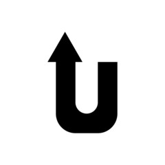 Corner left up arrow. Turn direction sign. Navigation concept. Simple design. Vector illustration. Stock image.