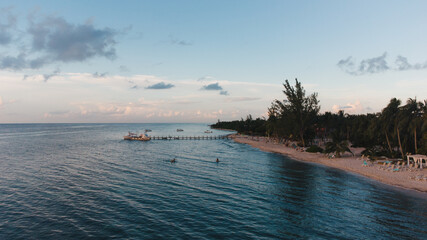Aerial photo of the beach of the island of Cozumel