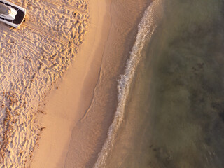 Aerial photo of the beach of the island of Cozumel