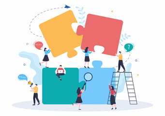 Problem and Solution in Business Solving to Look Ideas with the Concept of Teamwork Can use for Web Banner or Background Flat Illustration