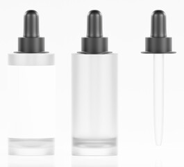 bottle isolated on white Serum bottle, Dropper Bottle with label and without label, dropper