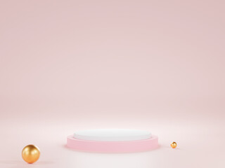 Background vector 3d pink rendering with podium and minimal orange scene, minimal abstract background 3d rendering geometric shape orange pastel color. Stage for awards on website in modern.