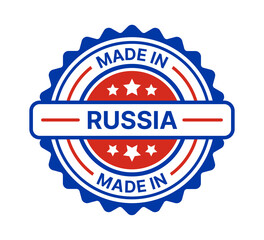 Made in Russia round badge stamp.