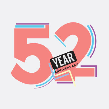 52th Years Anniversary Logo Birthday Celebration Abstract Design Vector Illustration.