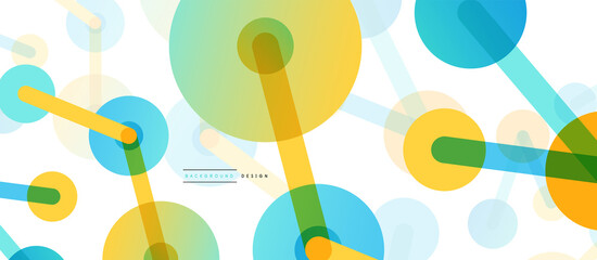 Line points connections geometric abstract background. Circles connected by lines. Trendy techno business template for wallpaper, banner, background or landing