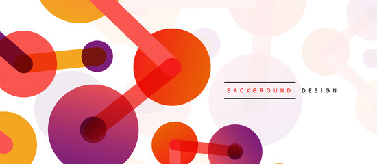 Line points connections geometric abstract background. Circles connected by lines. Trendy techno business template for wallpaper, banner, background or landing