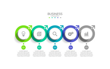 Business infographic template circle colorful with 5 step