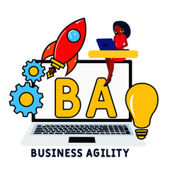 BA - Business Agility acronym. business concept background.  vector illustration concept with keywords and icons. lettering illustration with icons for web banner, flyer, landing pag