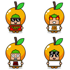 cute cartoon character vector citrus fruit mascot costume set summer sale bundle collection