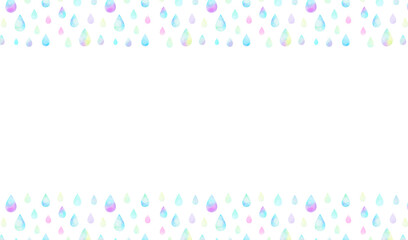 水彩で描いた雫模様(虹色のしずく）水玉