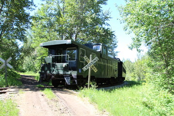 Fototapeta na wymiar Trail End Of Train, Fort Edmonton Park, Edmonton, Alberta