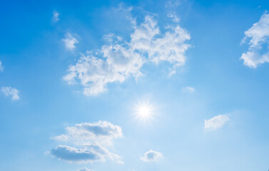  Panoramic view of clear blue sky and clouds, clouds with background.