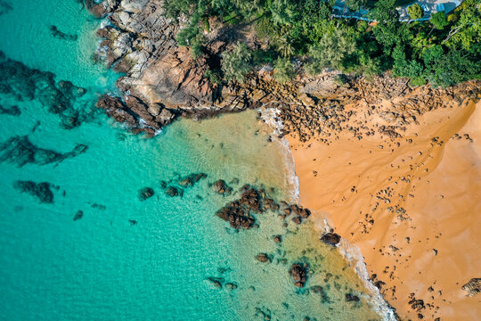 Nai thon beach and the wooden stairs in Phuket, Thailand