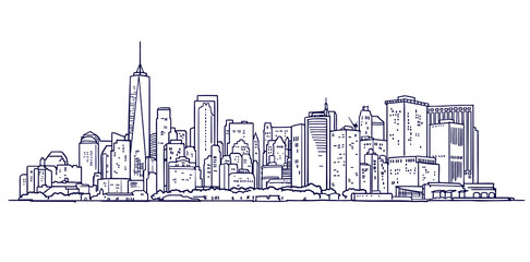 New York City skyline illustration vector - obrazy, fototapety, plakaty