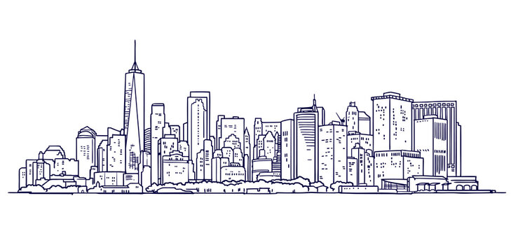 New York City Skyline Illustration Vector