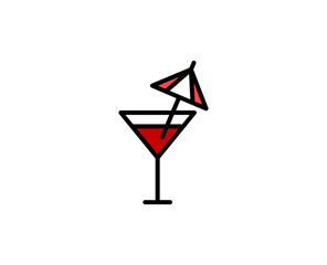 Glass flat icon. Single high quality outline symbol for web design or mobile app.  Holidays thin line signs for design logo, visit card, etc. Outline pictogram EPS10