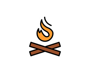 Campfire premium line icon. Simple high quality pictogram. Modern outline style icons. Stroke vector illustration on a white background. 