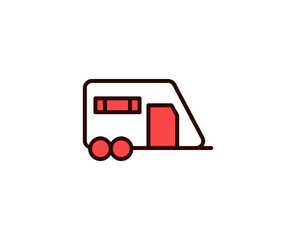 Caravan line icon. Vector symbol in trendy flat style on white background. Travel sing for design.