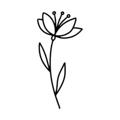 Cute flower in doodle style. Congratulations on the day of engagement or Valentine's Day. Cartoon sketch. An element for greeting cards, posters, stickers and seasonal design.