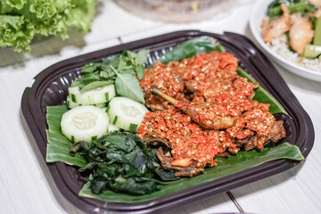 Hot chili sauce glazed fried chicken, roasted or fried