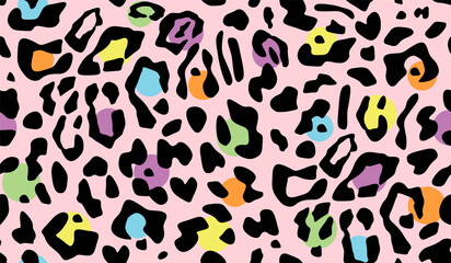 Animal seamless pattern abstract leopard or cheetah. Exotic colorful leopard design hand drawn
