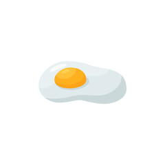 Fried egg or scramble for breakfast with yellow yolk in flat illustration