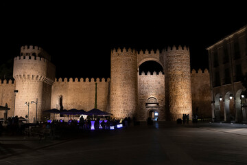 walls and terraces at night of Avila