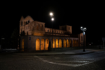 the church of San Vicente at night in Avila
