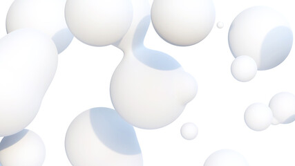 抽象的な白い背景。メタボール、リキッドボール、シャボン玉