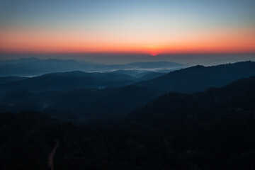 Obraz premium early morning sunrise in the forest