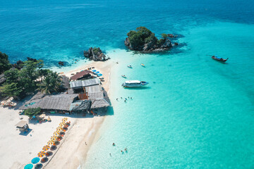 Aerial view of Koh Khai Nok in Phuket, Thailand