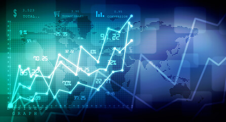 2d rendering Stock market online business concept. business Graph 