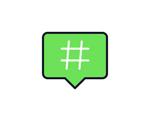 Hashtag flat icon. Thin line signs for design logo, visit card, etc. Single high-quality outline symbol for web design or mobile app. Sign outline pictogram.