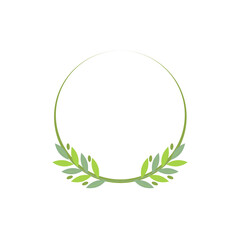 Frame in form of circle, floral decoration. Board is decorated with olive branches with fruits. Vector illustration for holiday, winner of sports competitions, diploma