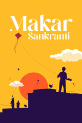 Makar Sankranti Indian kite festival design template design