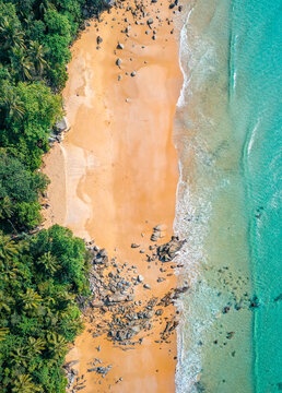 Nai thon beach and the wooden stairs in Phuket, Thailand