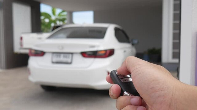 Locking car by car's key remote control.