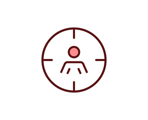 Target flat icon. Thin line signs for design logo, visit card, etc. Single high-quality outline symbol for web design or mobile app. Marketing outline pictogram.