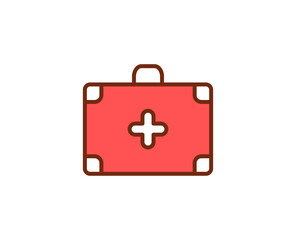 First aid kit flat icon. Thin line signs for design logo, visit card, etc. Single high-quality outline symbol for web design or mobile app. Medical outline pictogram.