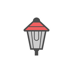 Street or garden lantern colorful vector icon