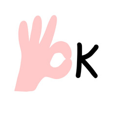 Doodle I'm OK sign Hand drawn I am okay body language gesture symbol. Isolated on white. Line art style graphic design element. Approval vote motivation quote, feeling yourself, mental health support.