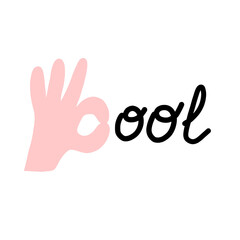 Doodle Cool sign Hand drawn I am okay body language gesture symbol. Isolated on white. Line art style graphic design element. Approval vote motivation quote, feeling yourself, mental health support.