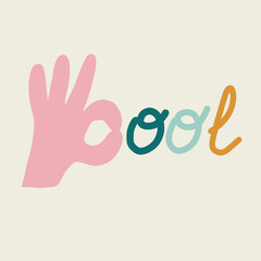 Doodle Cool sign Like icon. Hand drawn I am okay body language gesture symbol. Colourful background Line art style graphic design element. Approval vote inspiration motivation quote feeling yourself.