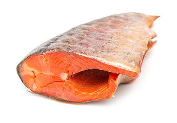 Smoked trout fish isolated on a white background.