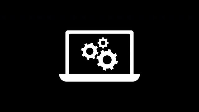 laptop and gears icon animation. 4K Video motion Animation.