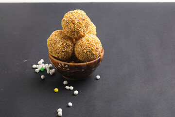 Indian sweet for traditional festival makar sankranti :Rajgira laddu made from Amaranth seed in...